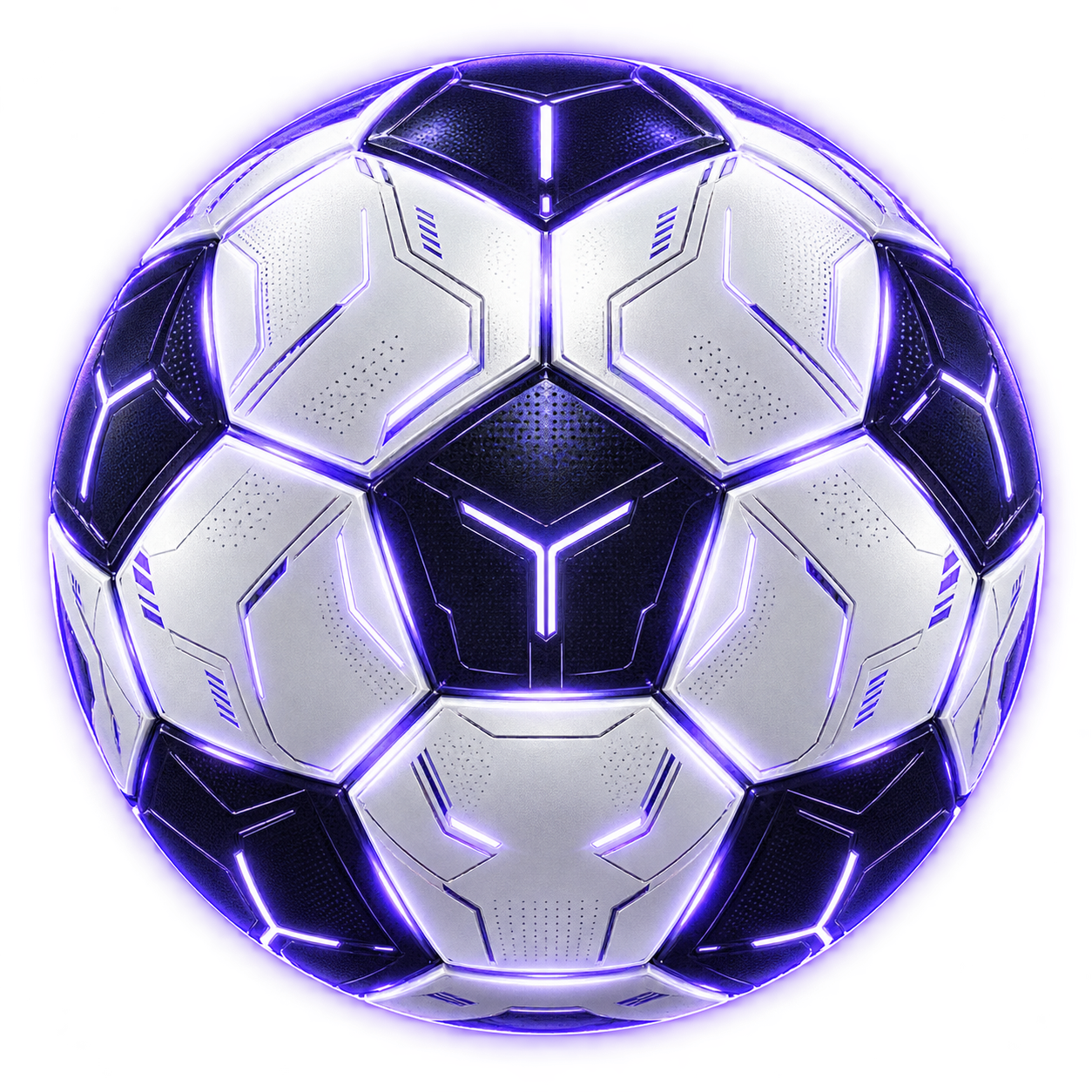 Luminous violet and white soccer ball
